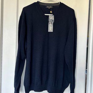 Garret Scott 100% Extra Fine Merino Wool, Navy Blue Men's Sweater, Size XXL, NWT